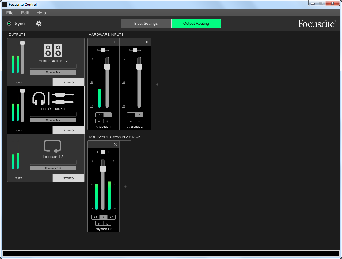 Scarlett 4i4 3th gen, DSP 믹서 기능