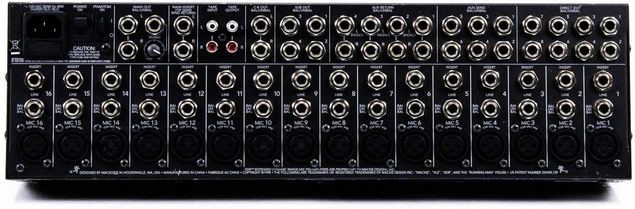 Mackie 1604VLZ의 다이렉트 아웃은 1~8 채널에만 있다.